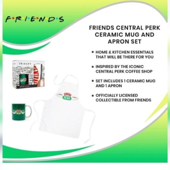Official FRIENDS Central Perk Collectible Coffee Mug and Apron Gift Set New Box - Picture 2 of 5